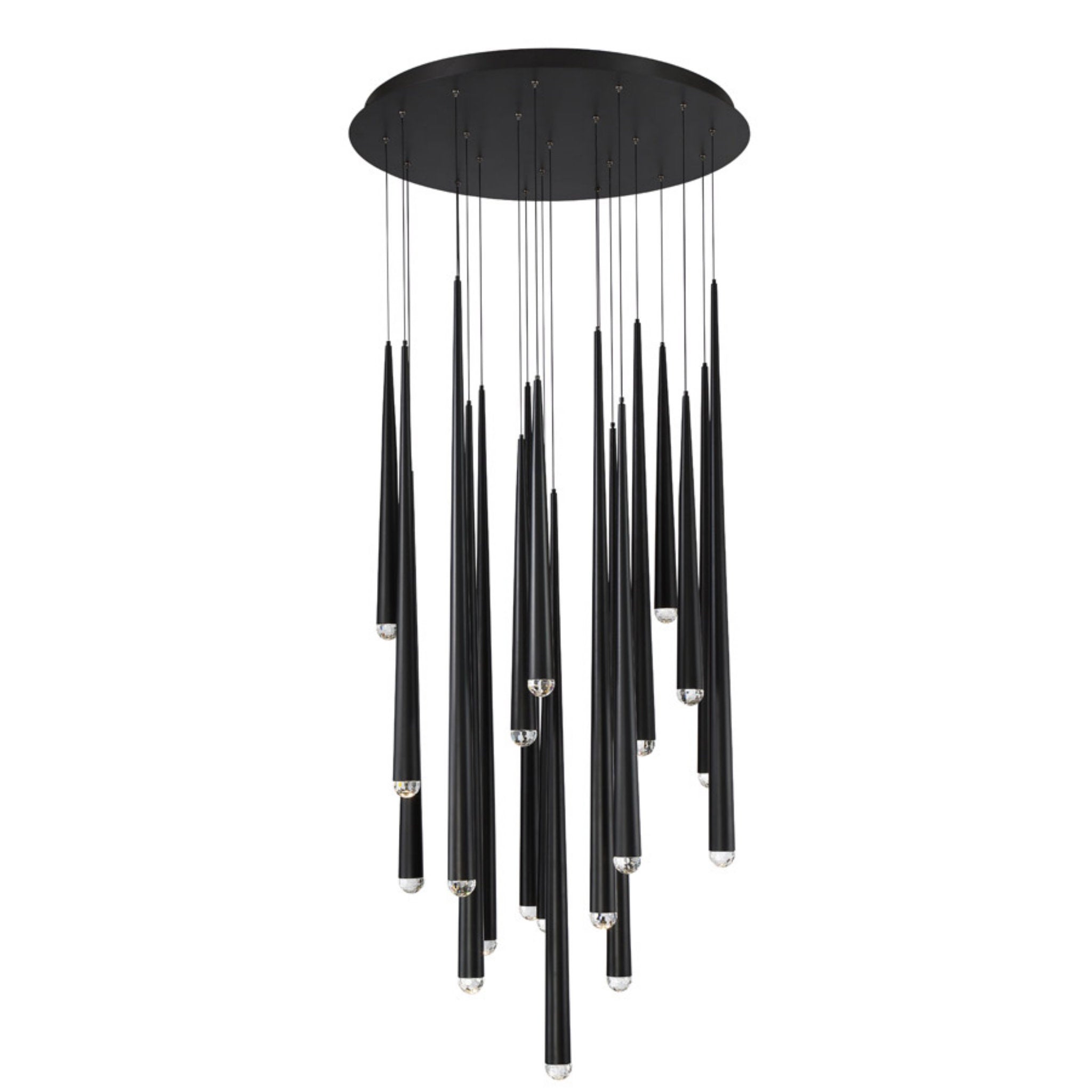 Modern Forms PD-41721R-BK 3500K 147 Watt Cascade Crystal LED Round Chandelier in Black