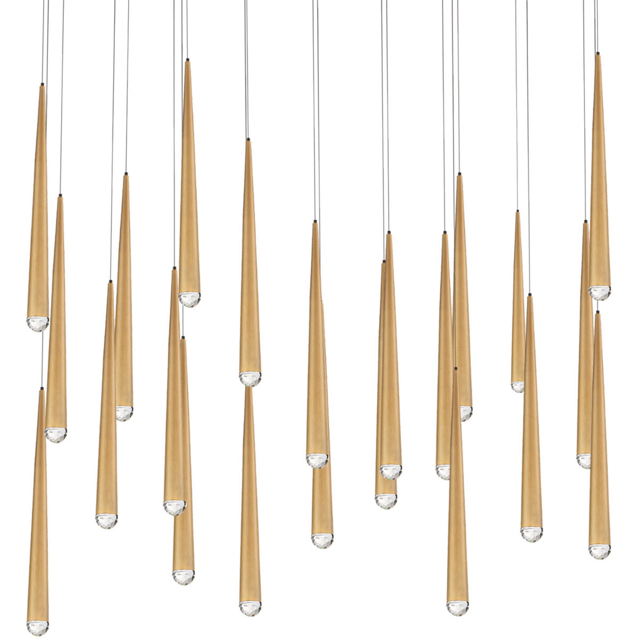 Modern Forms PD-41723L-AB 3500K 161 Watt Cascade Crystal LED Linear Chandelier in Aged Brass