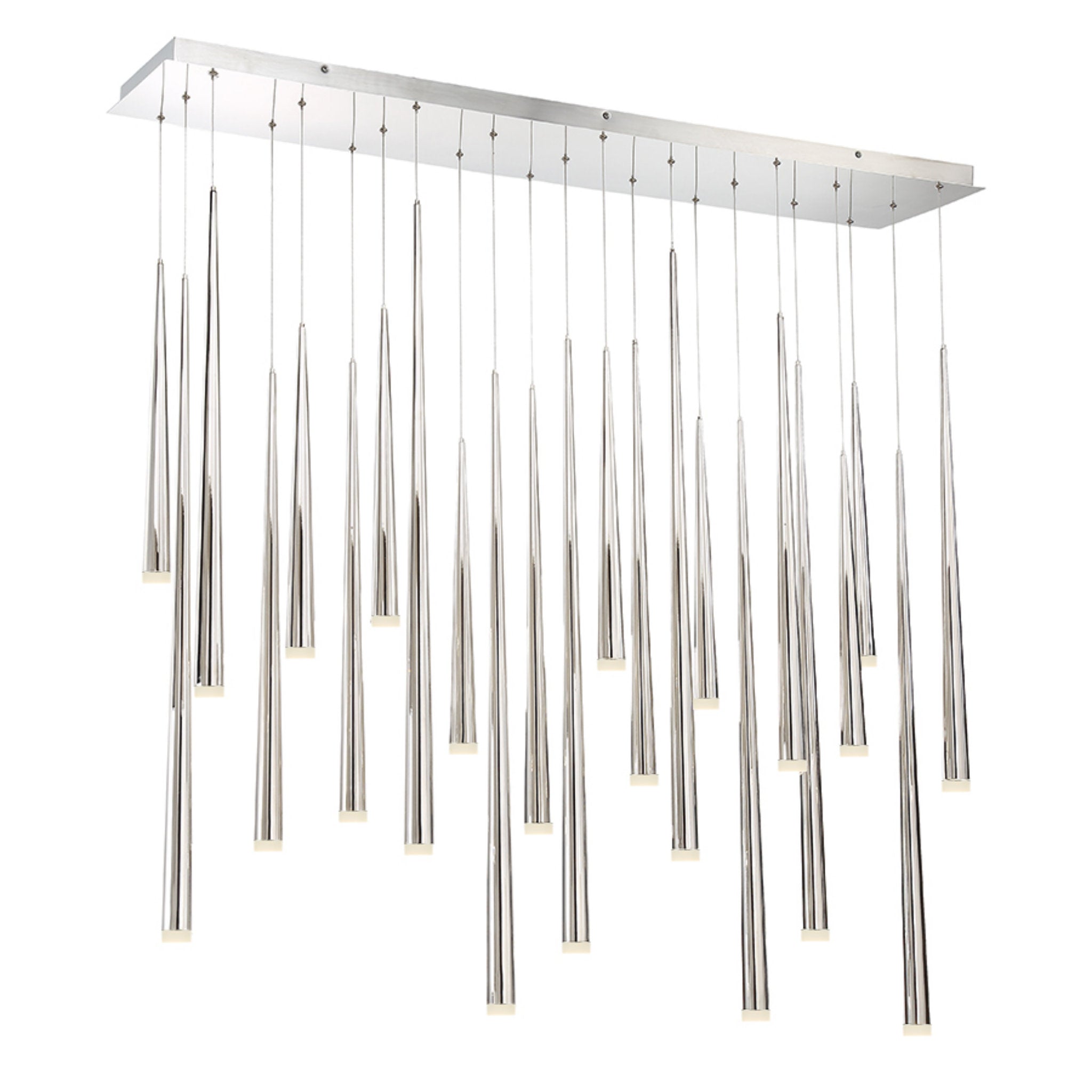 Modern Forms PD-41823L-PN 3500K 161 Watt Cascade Etched Glass LED Linear Chandelier in Polished Nickel