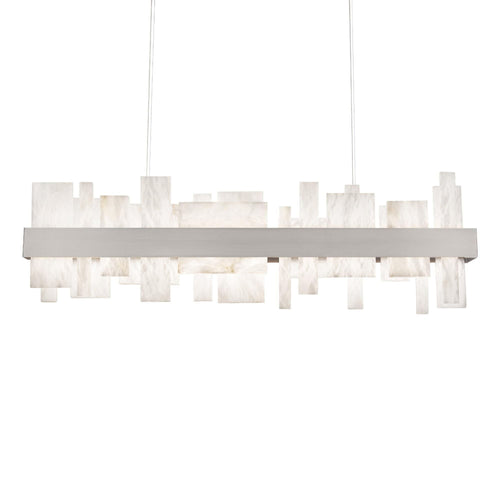 Acropolis 46in LED Linear Chandelier 3000K with Spanish Alabaster in Brushed Nickel