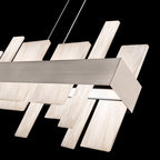 Acropolis 46in LED Linear Chandelier 3000K with Spanish Alabaster in Brushed Nickel