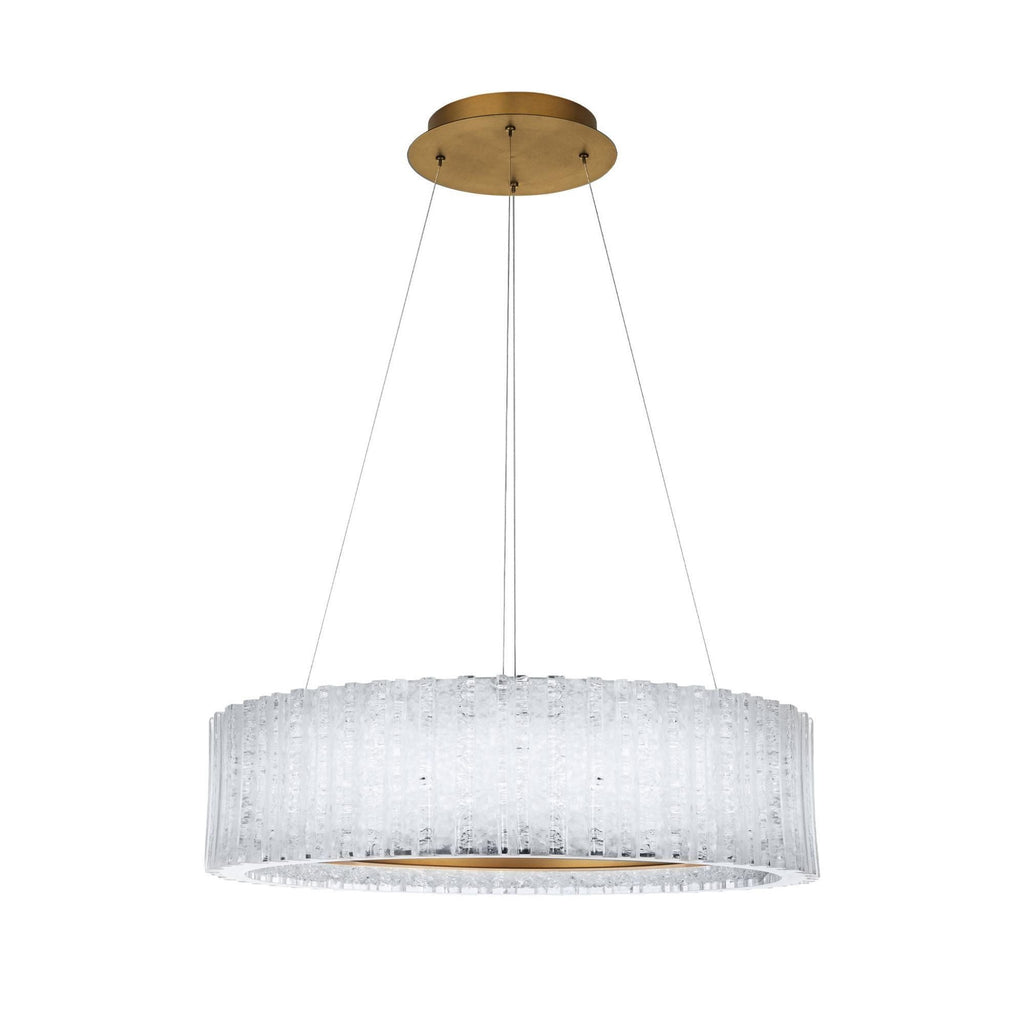 Rhiannon 28in LED Round Chandelier 3000K with Reclaimed Crystal in Aged Brass