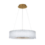 Rhiannon 28in LED Round Chandelier 3000K with Reclaimed Crystal in Aged Brass