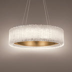 Rhiannon 28in LED Round Chandelier 3000K with Reclaimed Crystal in Aged Brass