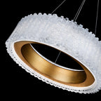 Rhiannon 28in LED Round Chandelier 3000K with Reclaimed Crystal in Aged Brass