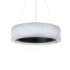 Rhiannon 28in LED Round Chandelier 3000K with Reclaimed Crystal in Black