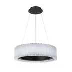 Rhiannon 28in LED Round Chandelier 3000K with Reclaimed Crystal in Black