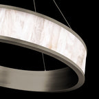 Coliseo 28in LED Round Chandelier 3000K with Spanish Alabaster in Antique Nickel