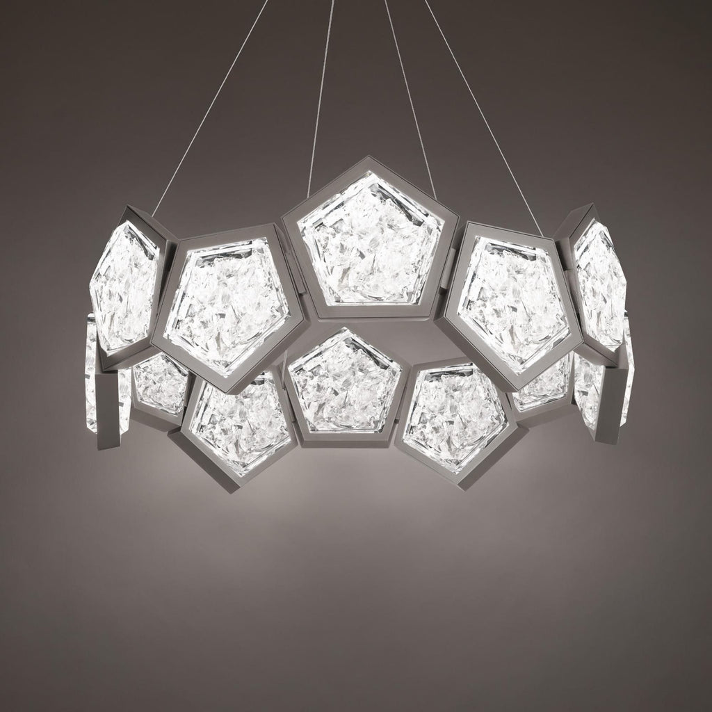 Starlight Starbright 26in LED Round Chandelier 3000K with Antique Nickel in Aged Brass