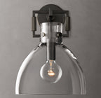 Machinist Glass Cloche Sconce 10"