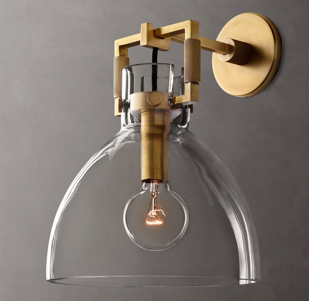 Machinist Glass Cloche Sconce 10"