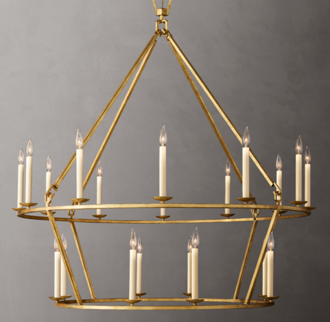 19TH C. ENGLISH OPENWORK TWO-TIER ROUND CHANDELIER 50"