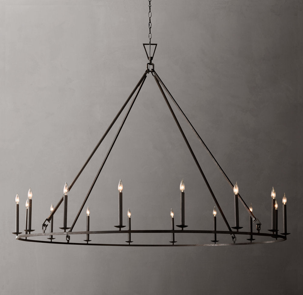 19TH C. ENGLISH OPENWORK ROUND CHANDELIER 72"