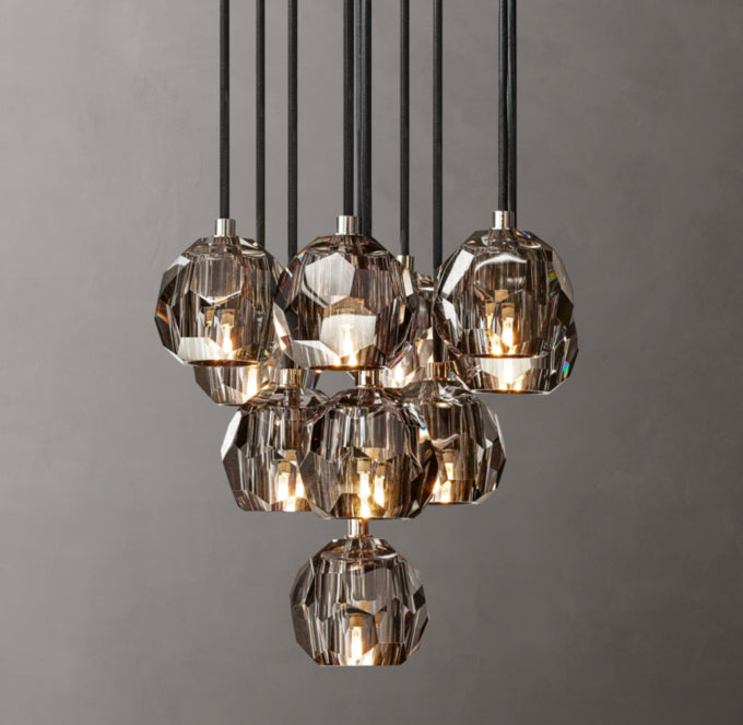 Boule De Cristal Smoke Glass Round Cluster Chandelier 14"