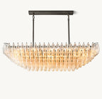 Chiara Clear Glass Tiered Rectangular Chandelier 54"