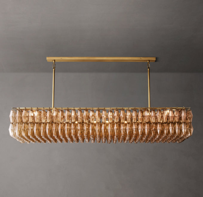 Chiara Smoke Glass Rectangular Chandelier 74"