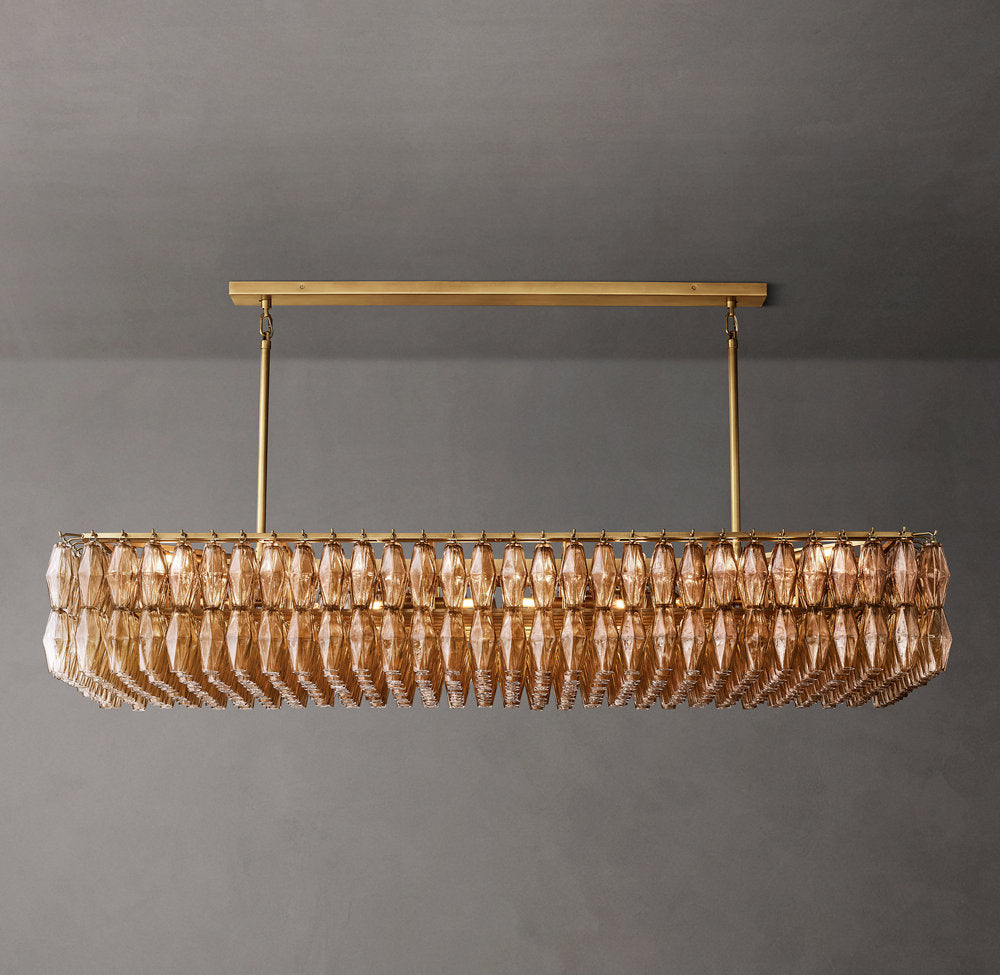Chiara Smoke Glass Rectangular Chandelier 74"