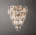 Lattice Clear Glass Tiered Round Chandelier 47"