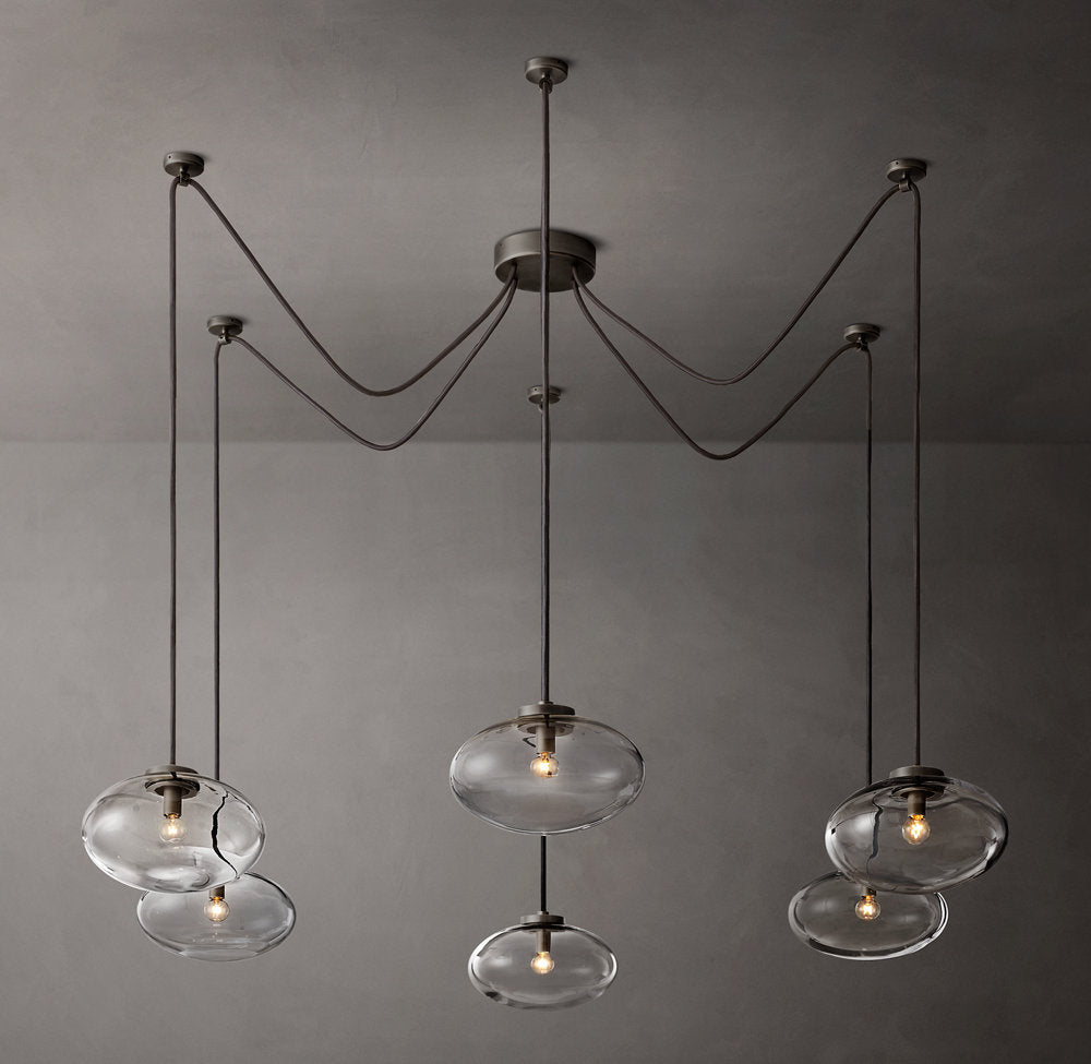 Cabrette Clear Glass Suspended Chandelier 84"