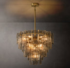 Lattice Smoke Glass Tiered Round Chandelier 36"