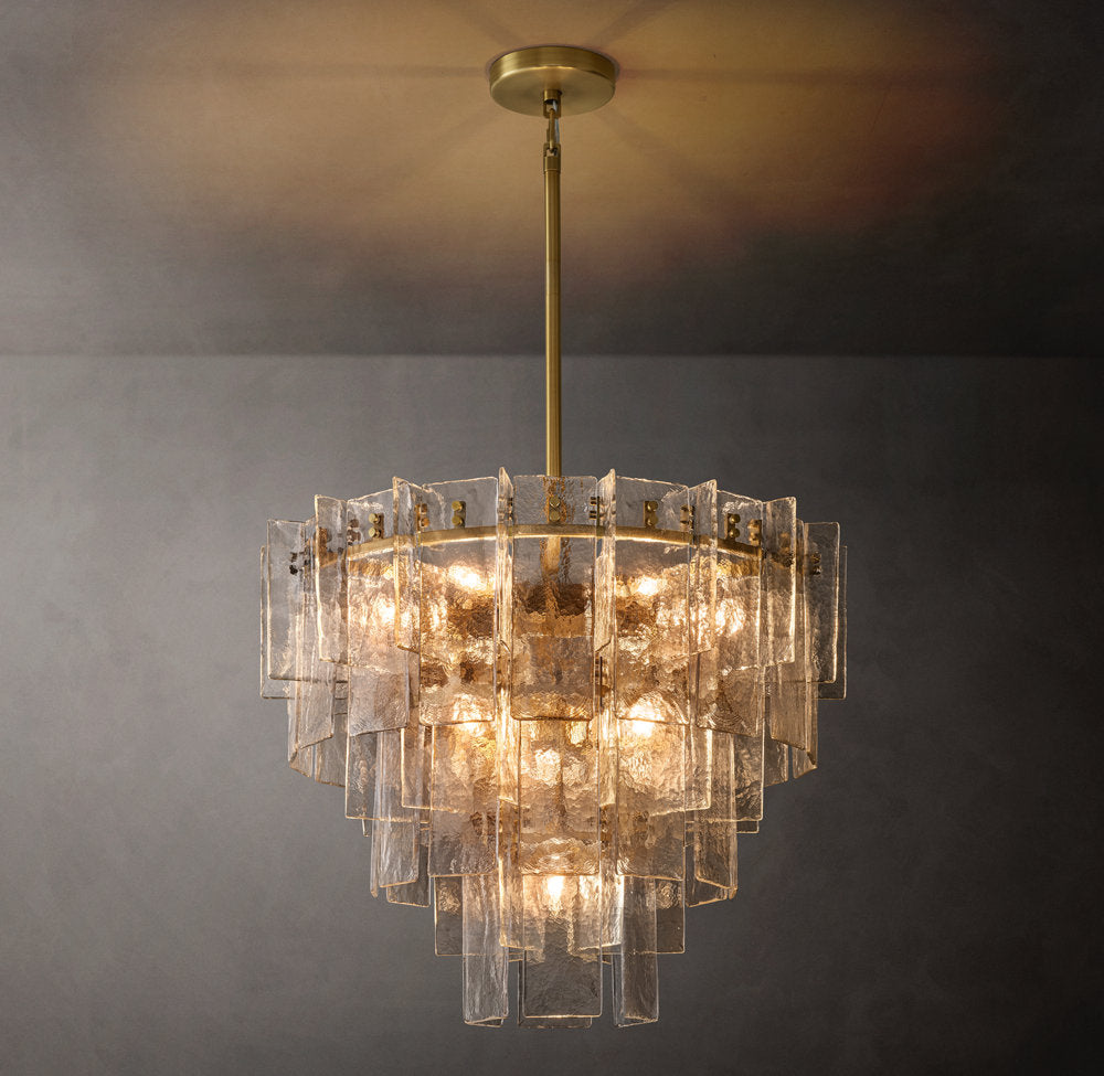 Lattice Clear Glass Tiered Round Chandelier 36"