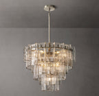 Lattice Clear Glass Tiered Round Chandelier 36"