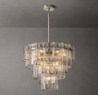 Lattice Clear Glass Tiered Round Chandelier 36"