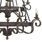 Noble 48"W Rustic Black 18-Light 3-Tier Chandelier