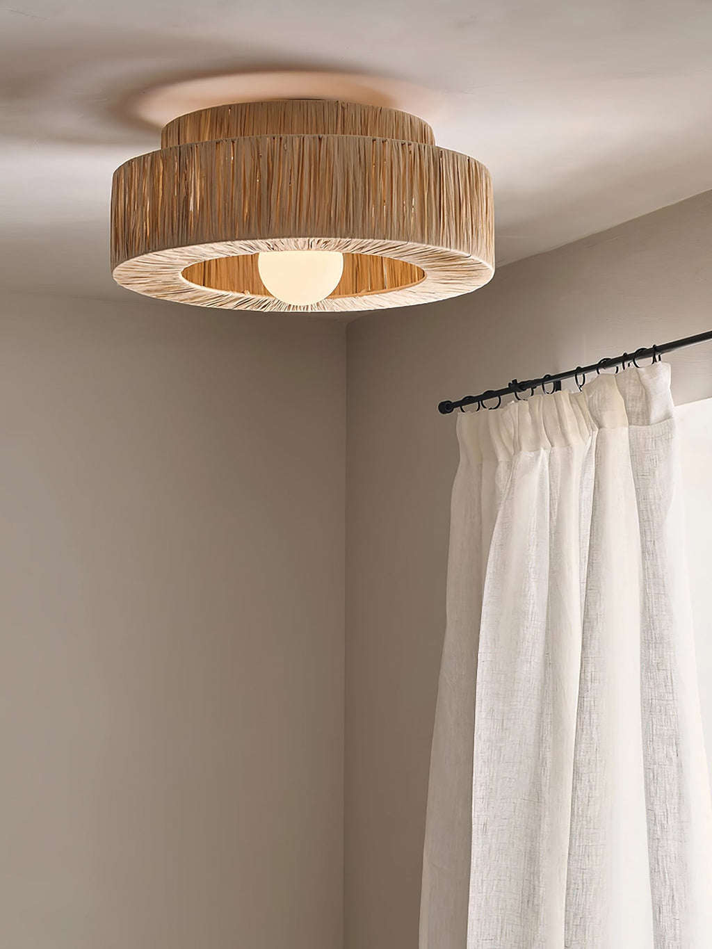 Raffora Natural Straw Ceiling Lamp