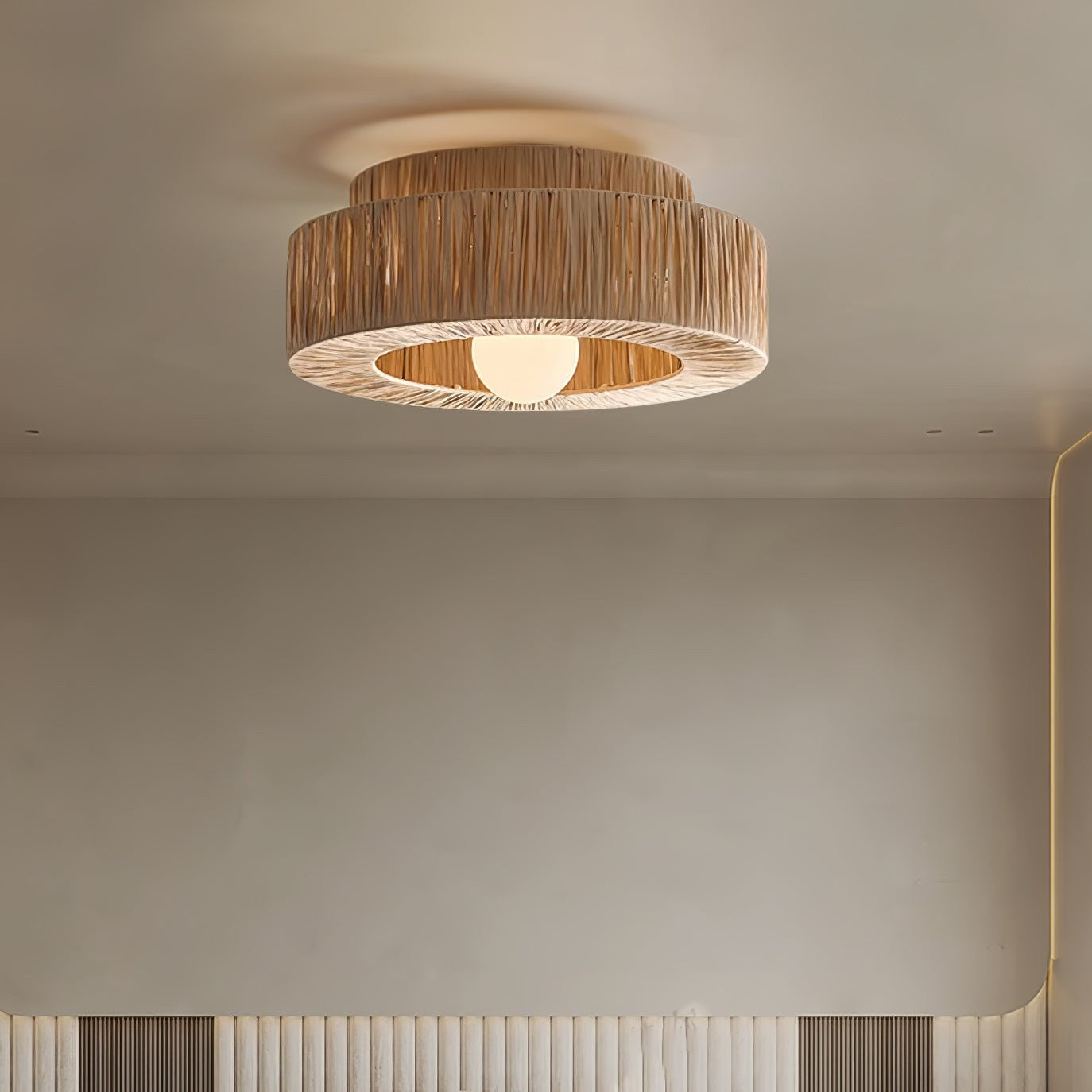 Raffora Natural Straw Ceiling Lamp