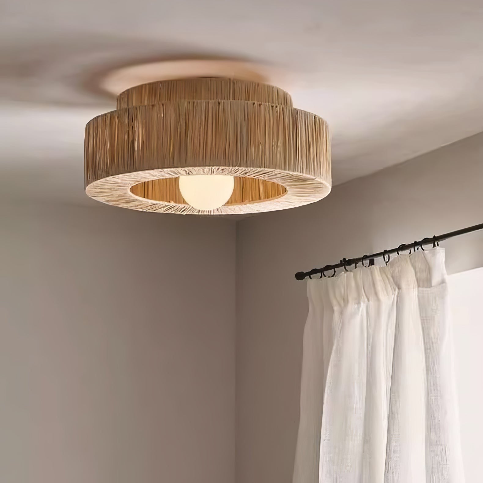 Raffora Natural Straw Ceiling Lamp