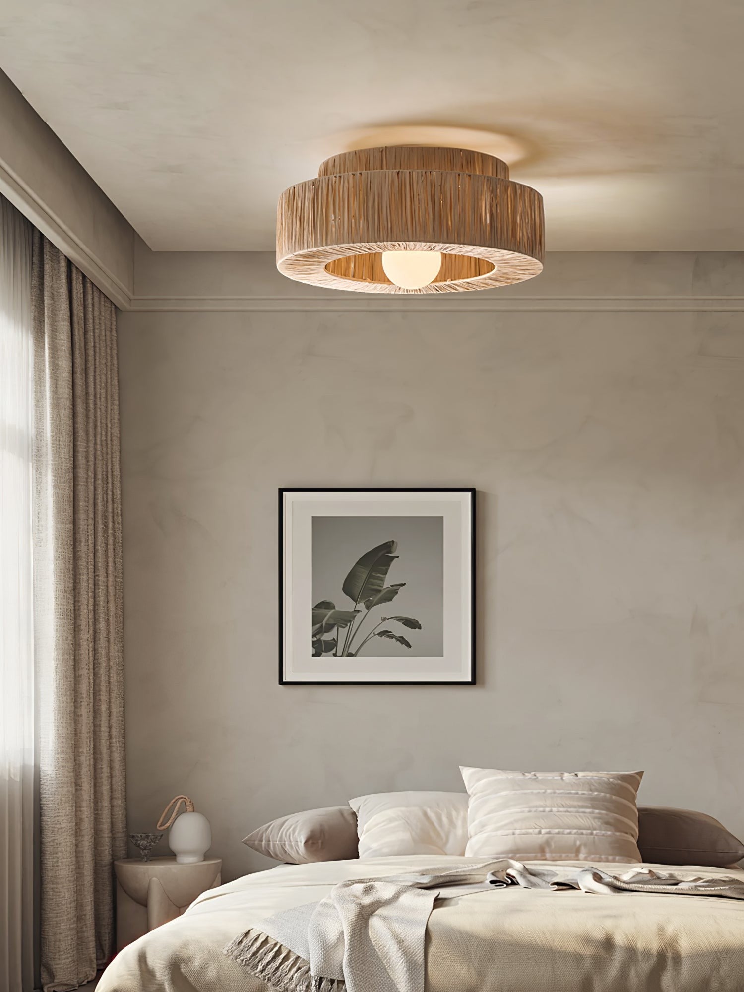 Raffora Natural Straw Ceiling Lamp