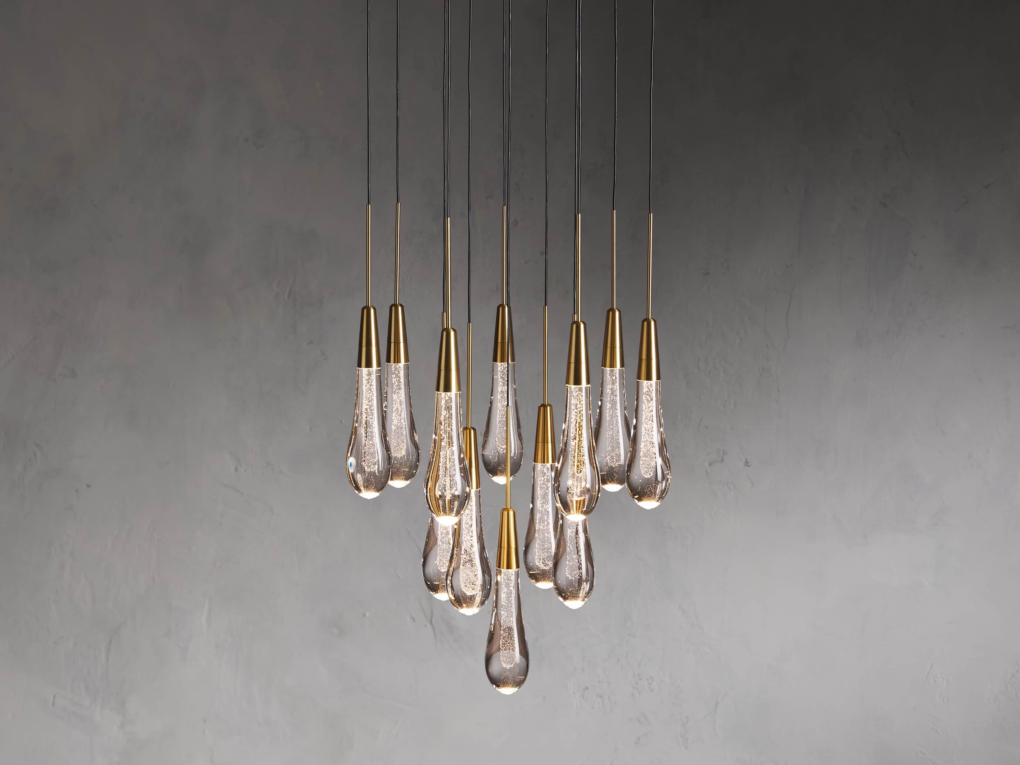 Rainfall Seeded Glass LED Chandelier