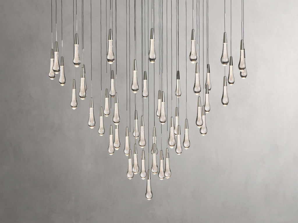 Rainfall Seeded Glass LED Chandelier