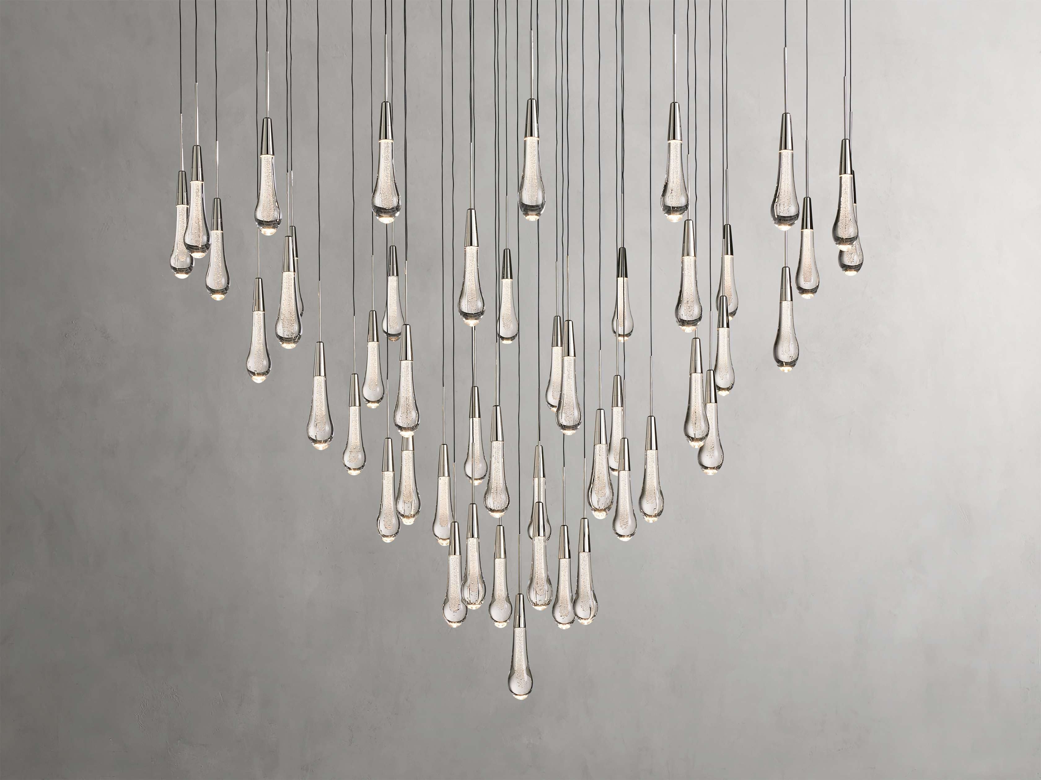 Rainfall Seeded Glass LED Chandelier