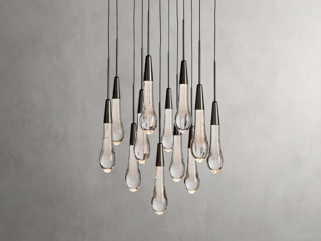 Rainfall Seeded Glass LED Chandelier