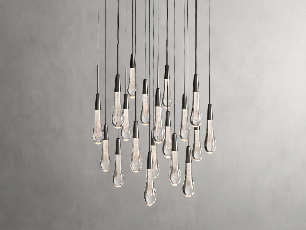 Rainfall Seeded Glass LED Chandelier