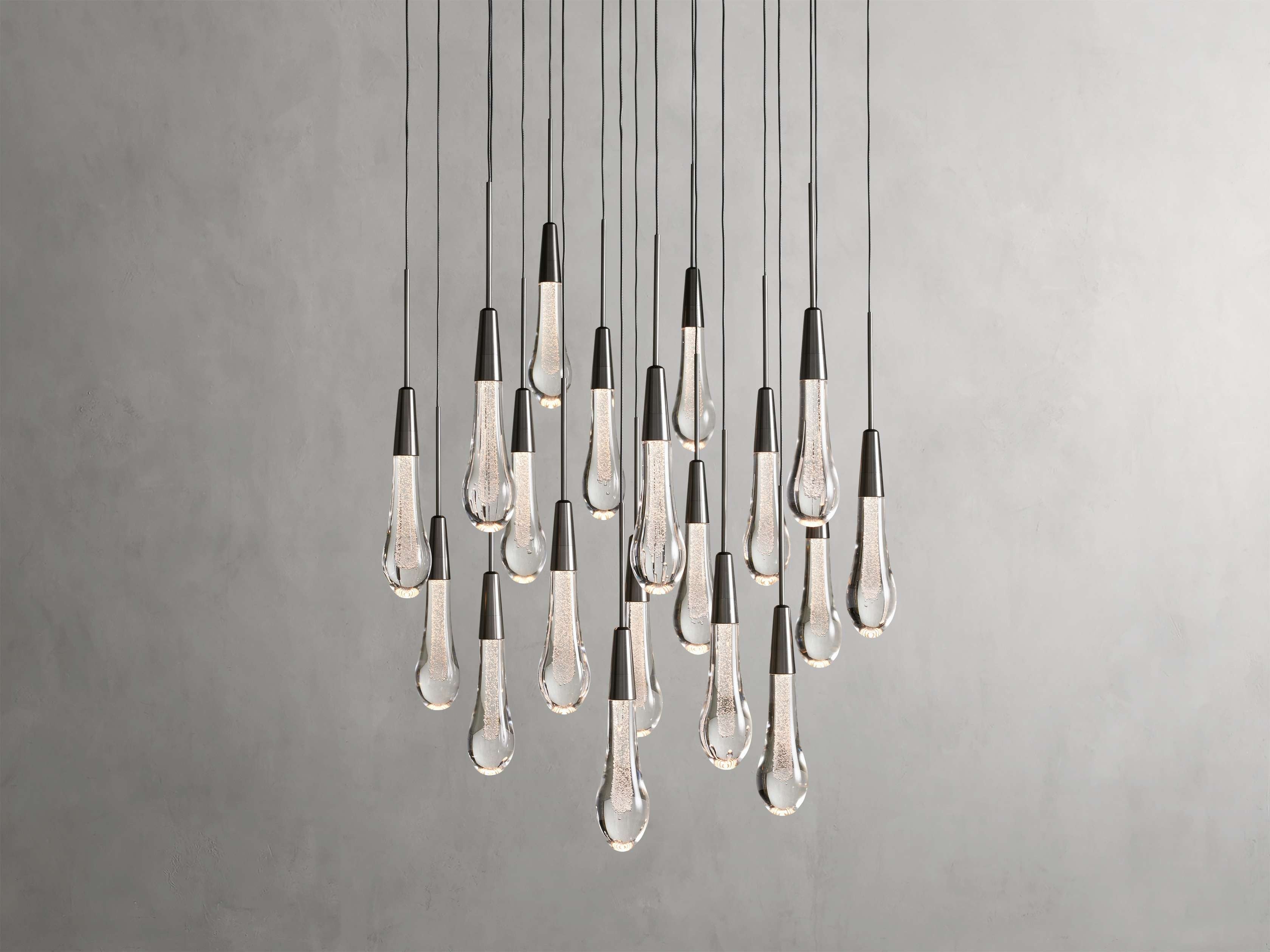 Rainfall Seeded Glass LED Chandelier