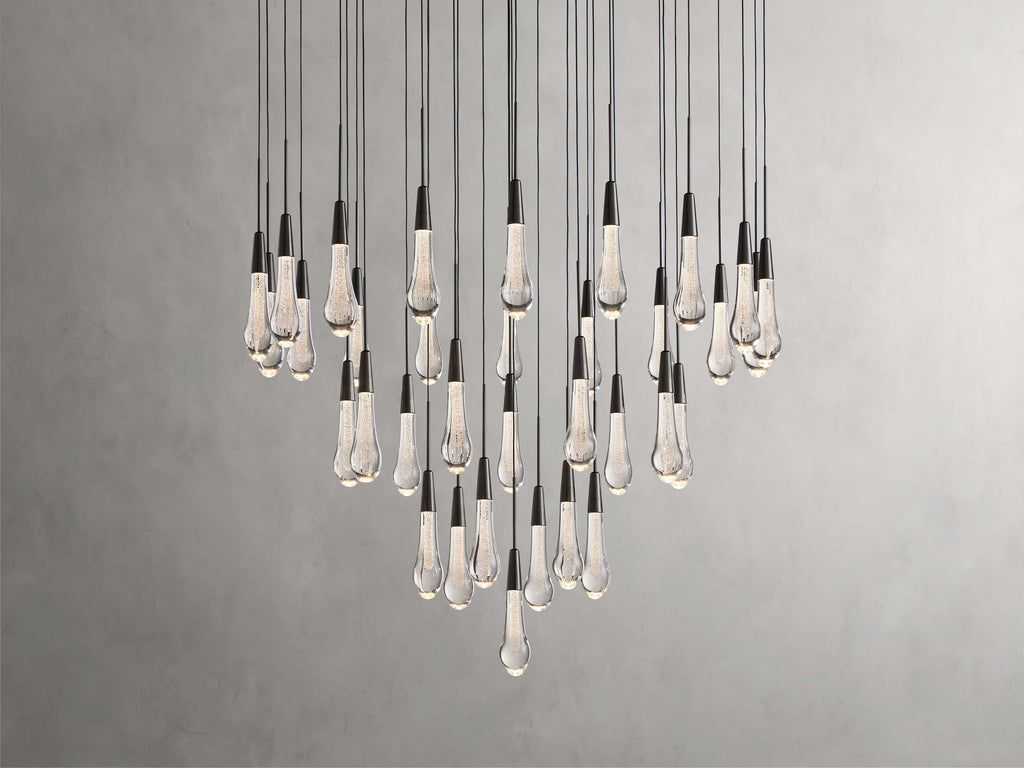 Rainfall Seeded Glass LED Chandelier