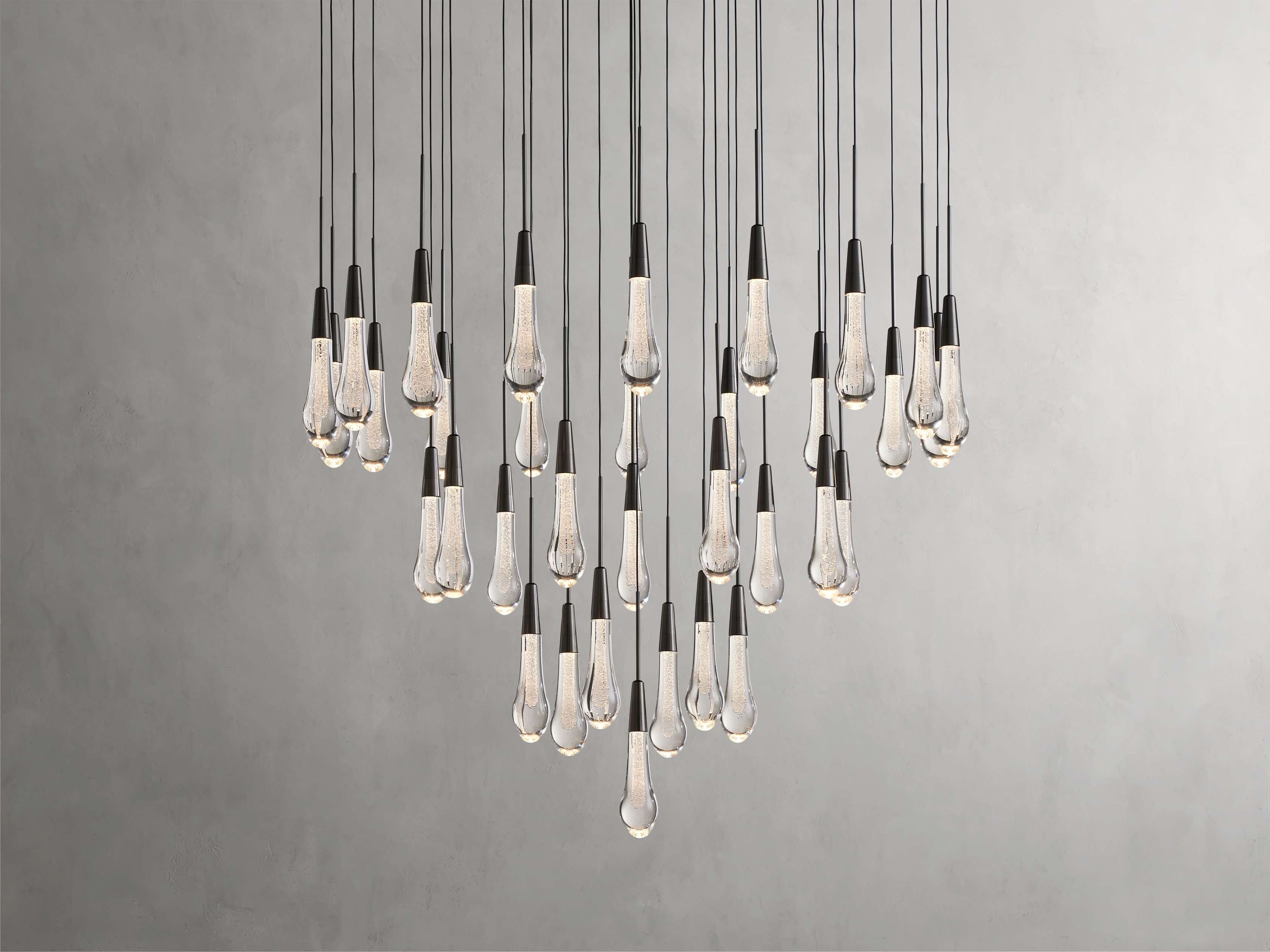 Rainfall Seeded Glass LED Chandelier