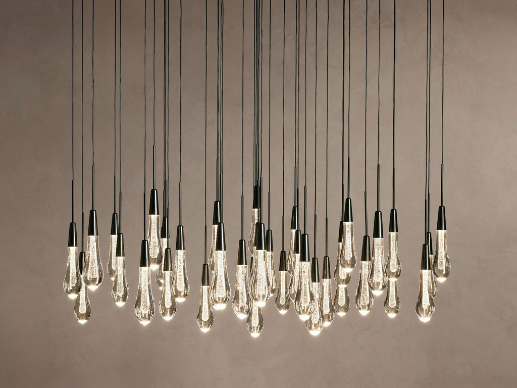 Rainfall Seeded Glass LED Chandelier