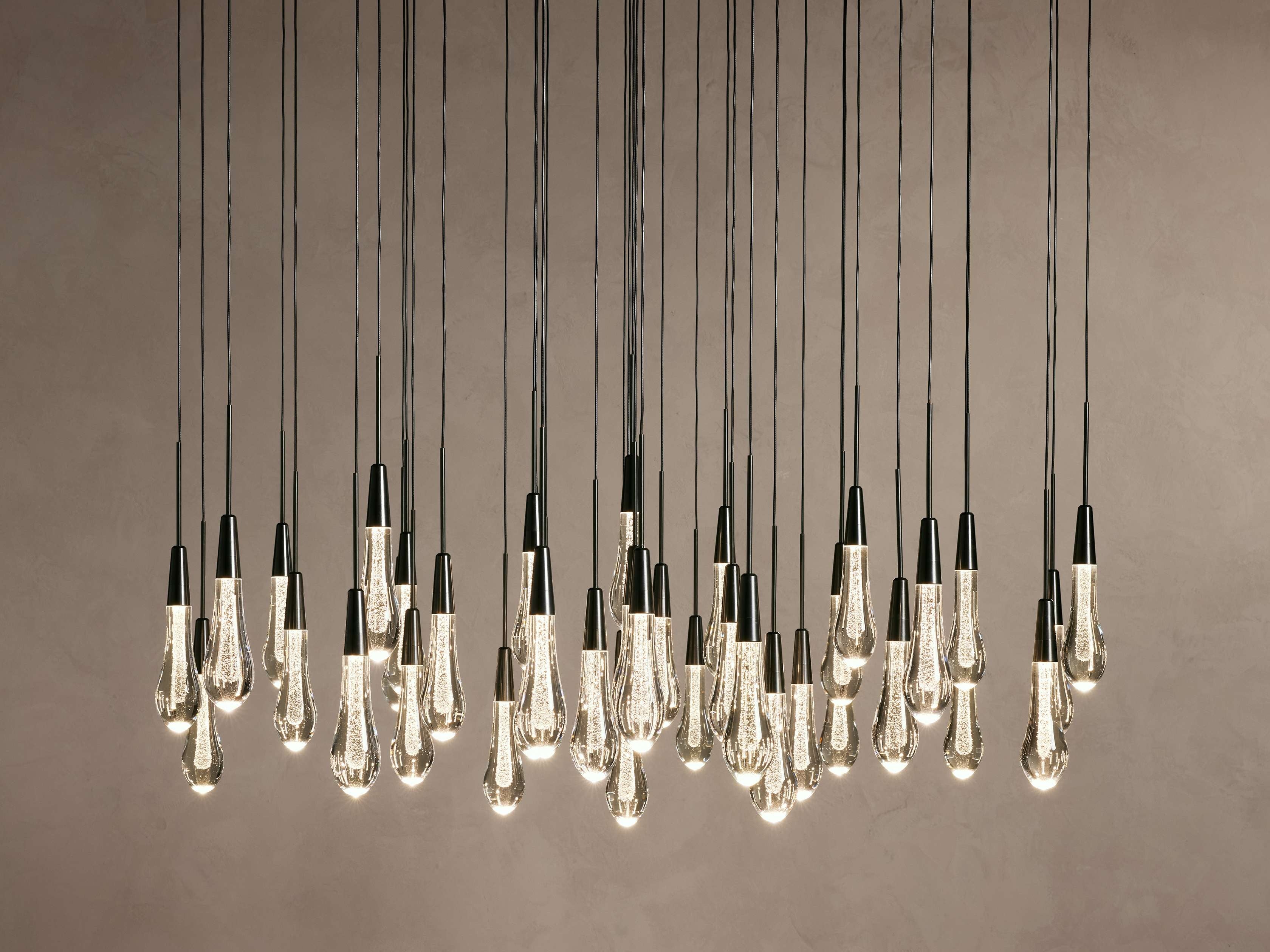 Rainfall Seeded Glass LED Chandelier