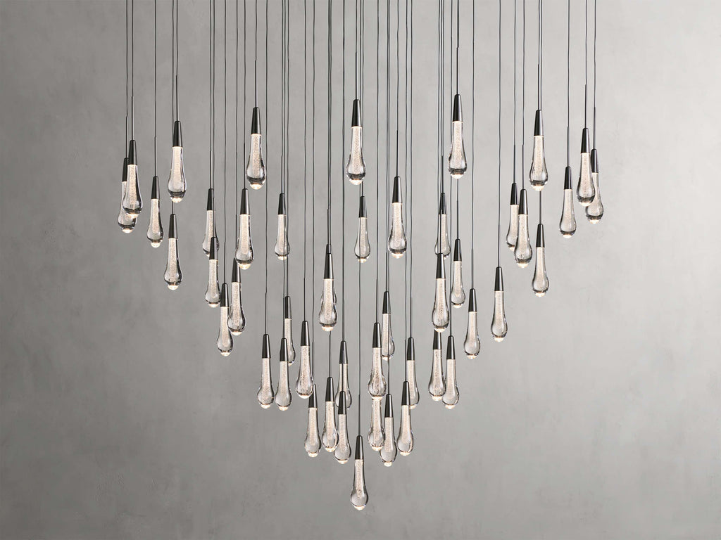 Rainfall Seeded Glass LED Chandelier