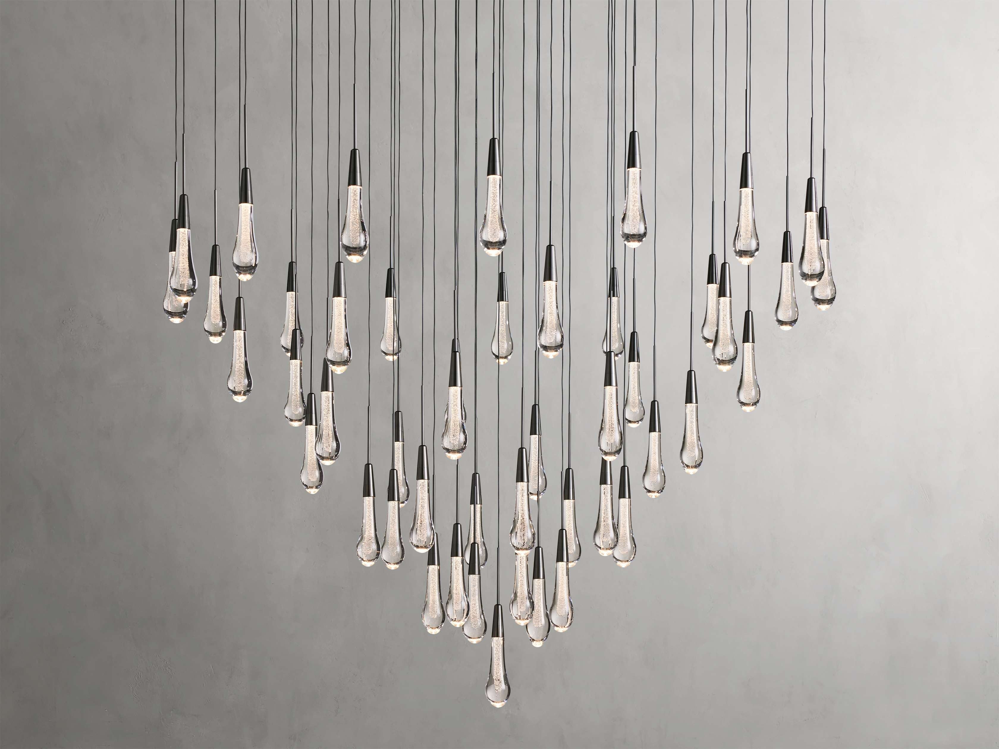 Rainfall Seeded Glass LED Chandelier