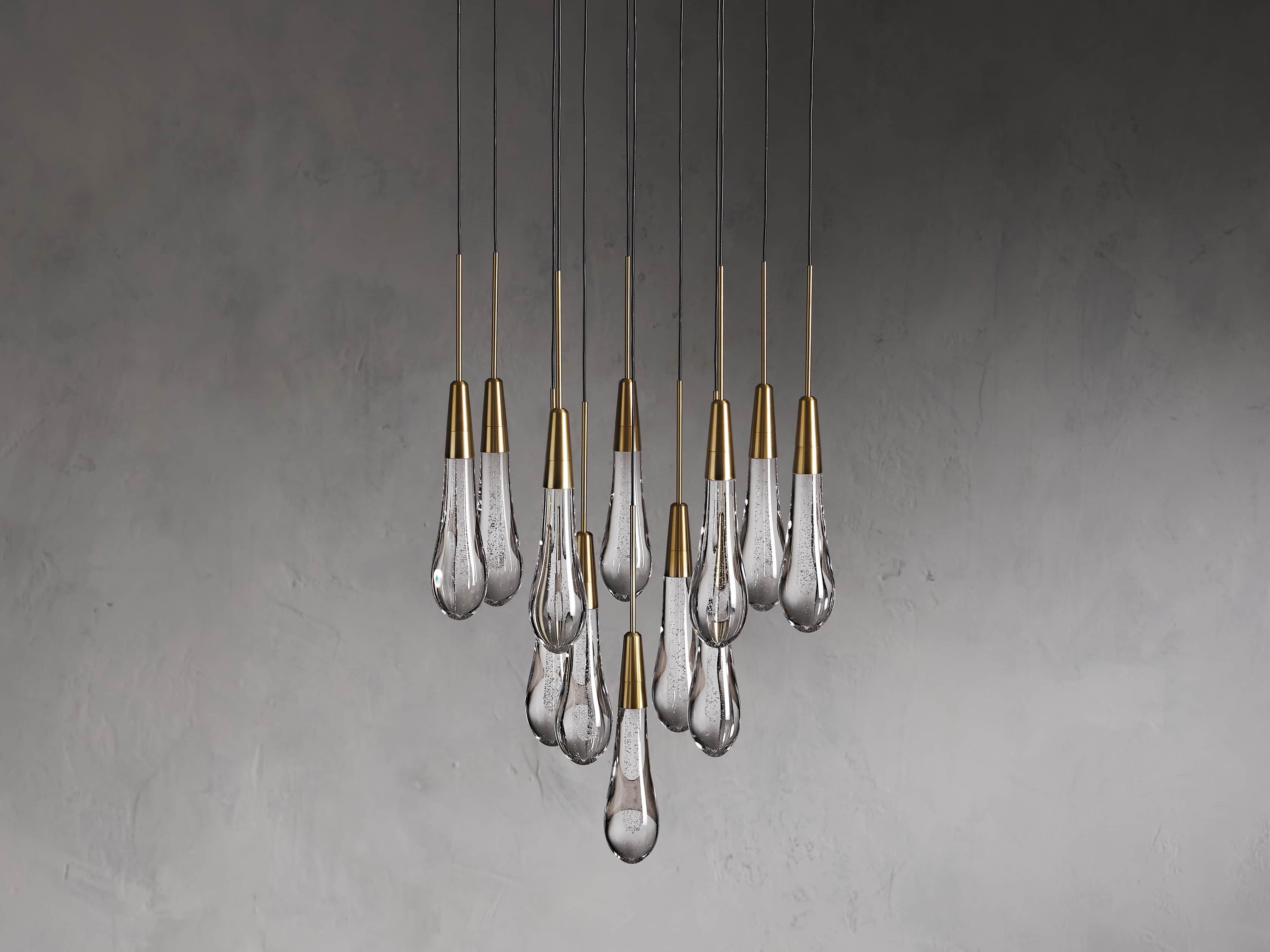 Rainfall Seeded Glass LED Chandelier