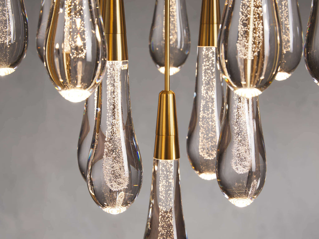 Rainfall Seeded Glass LED Chandelier