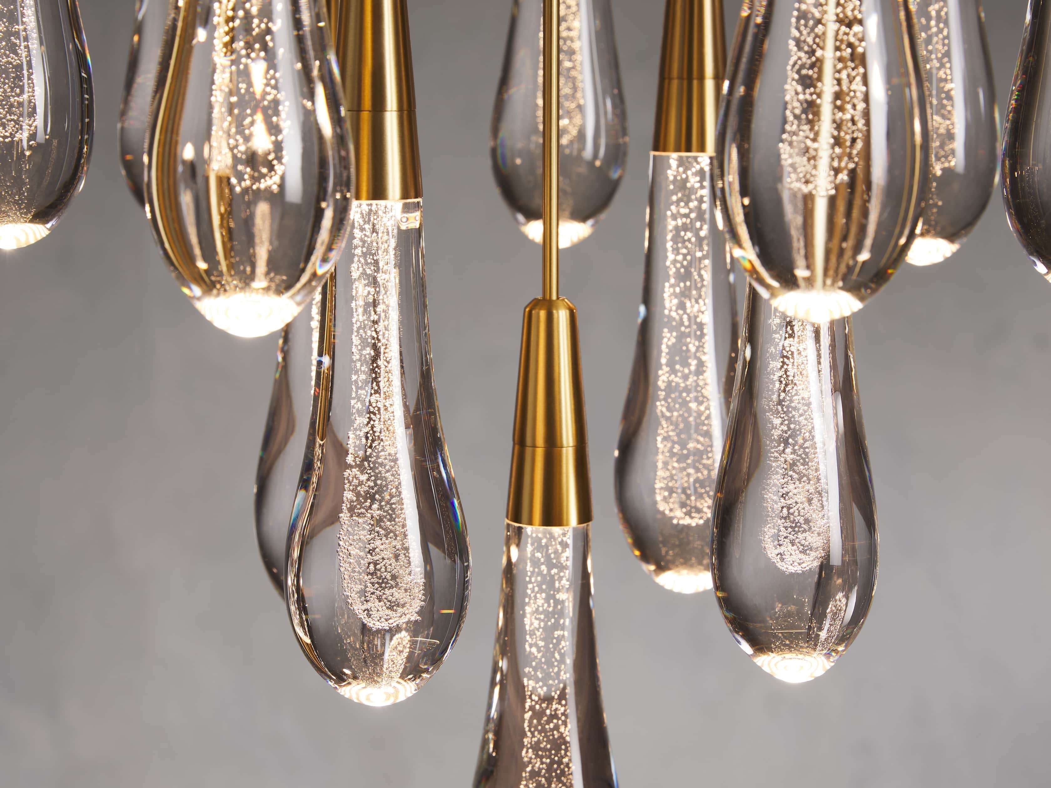 Rainfall Seeded Glass LED Chandelier