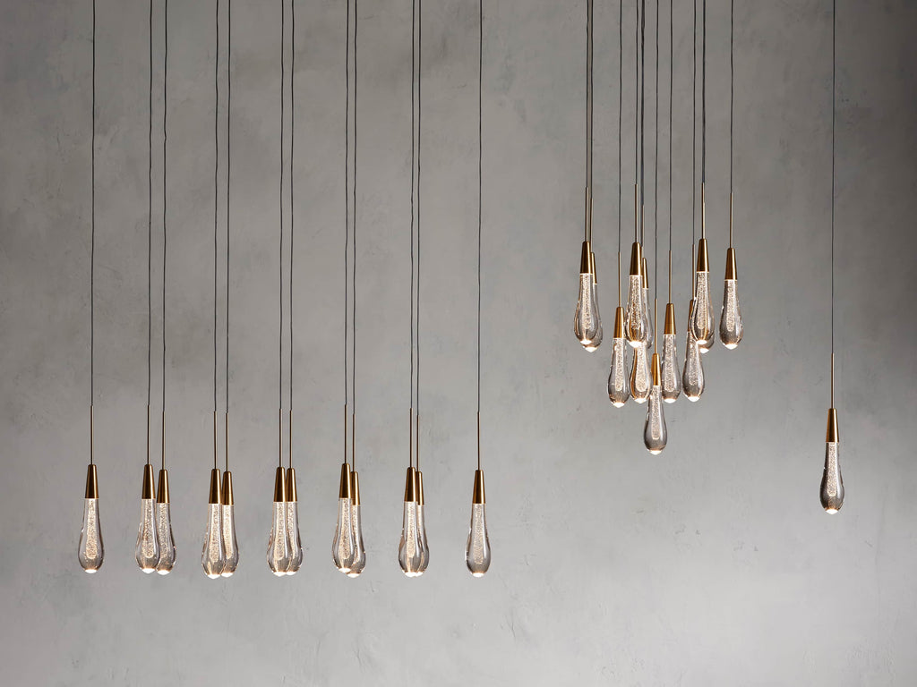 Rainfall Seeded Glass LED Chandelier