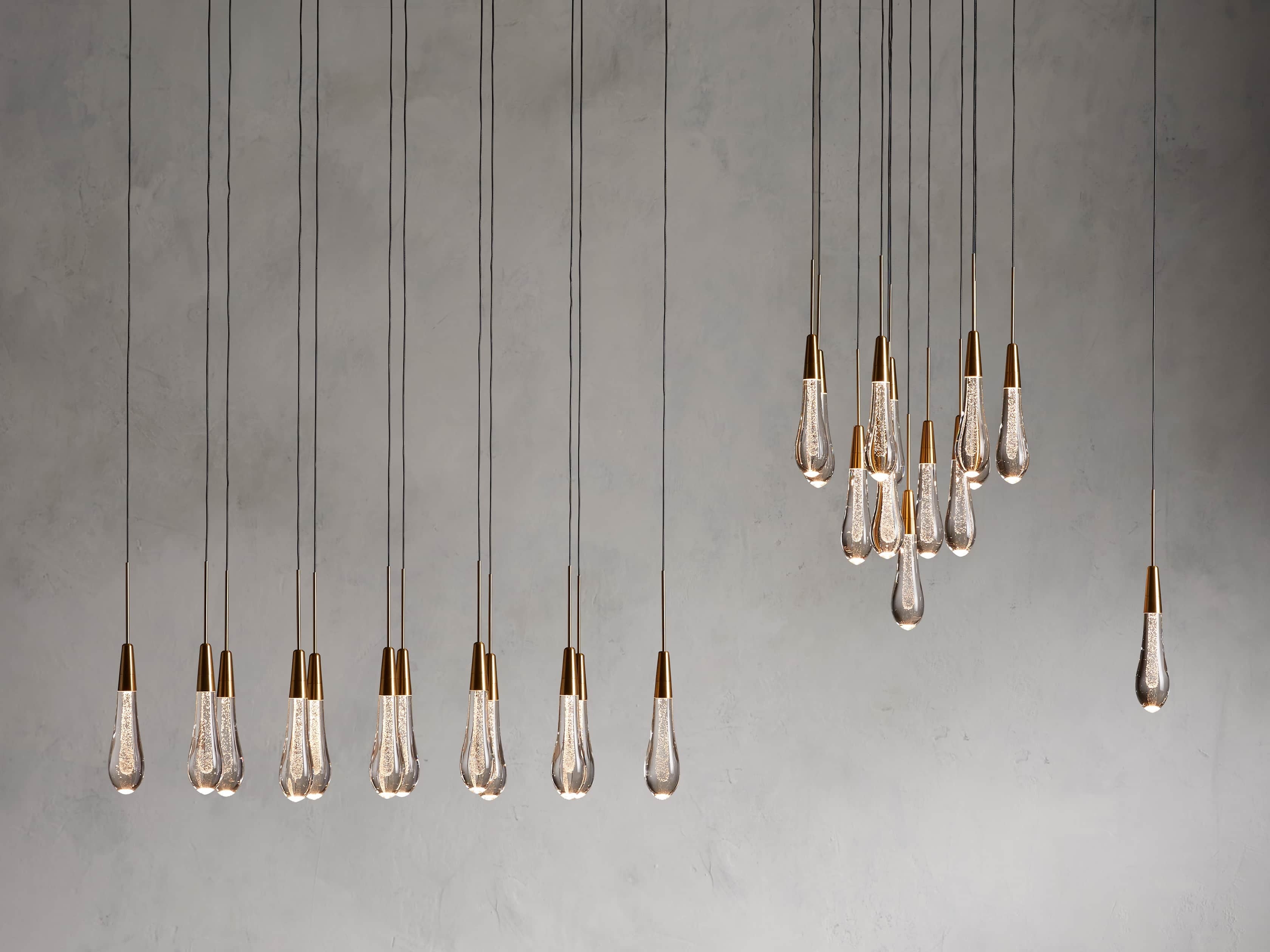 Rainfall Seeded Glass LED Chandelier