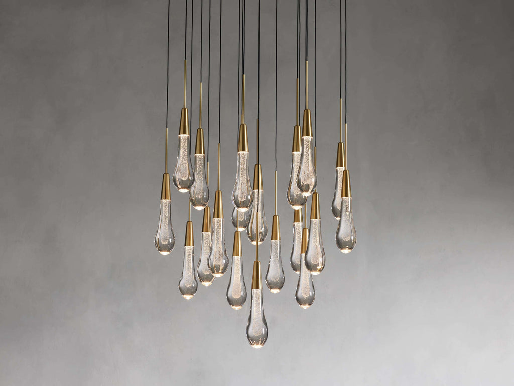 Rainfall Seeded Glass LED Chandelier